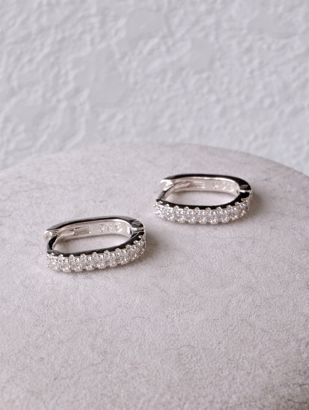 Dainty Diamond Huggie Hoops 925 Sterling Silver Pavé CZ Earrings 0.5" Minimalist